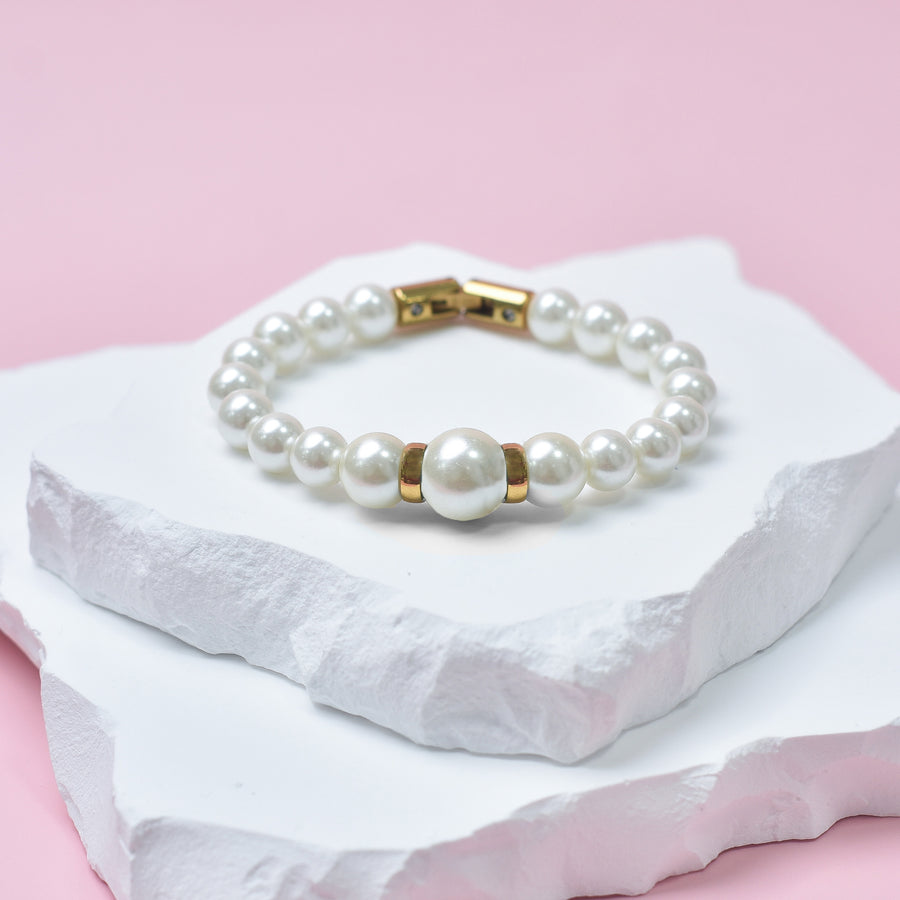 Mother of Pearl & Gold Stainless Steel Bracelet