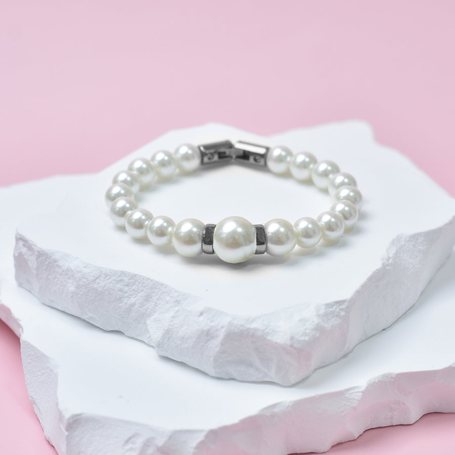 Mother of Pearl & Silver Stainless Steel Bracelet