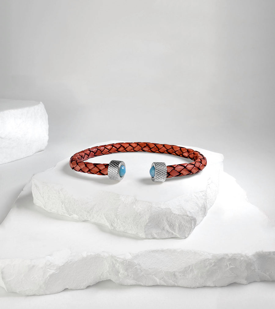 Cuff Wheel print Larimar & Silver