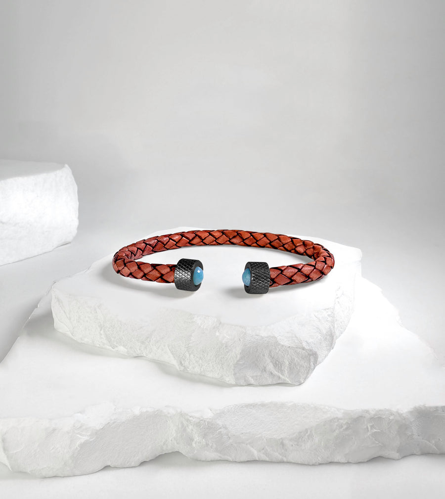 Cuff Wheel print Larimar & Black