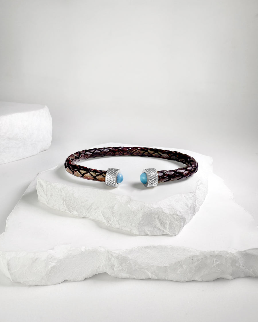 Cuff Wheel print Larimar & Silver