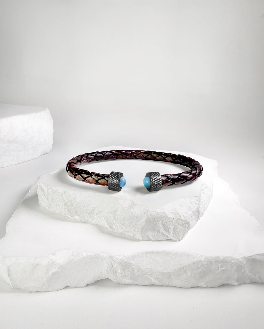 Cuff Wheel print Larimar & Black