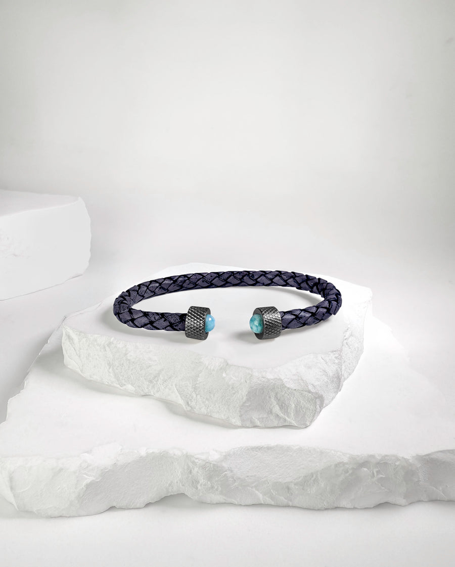 Cuff Wheel print Larimar & Black