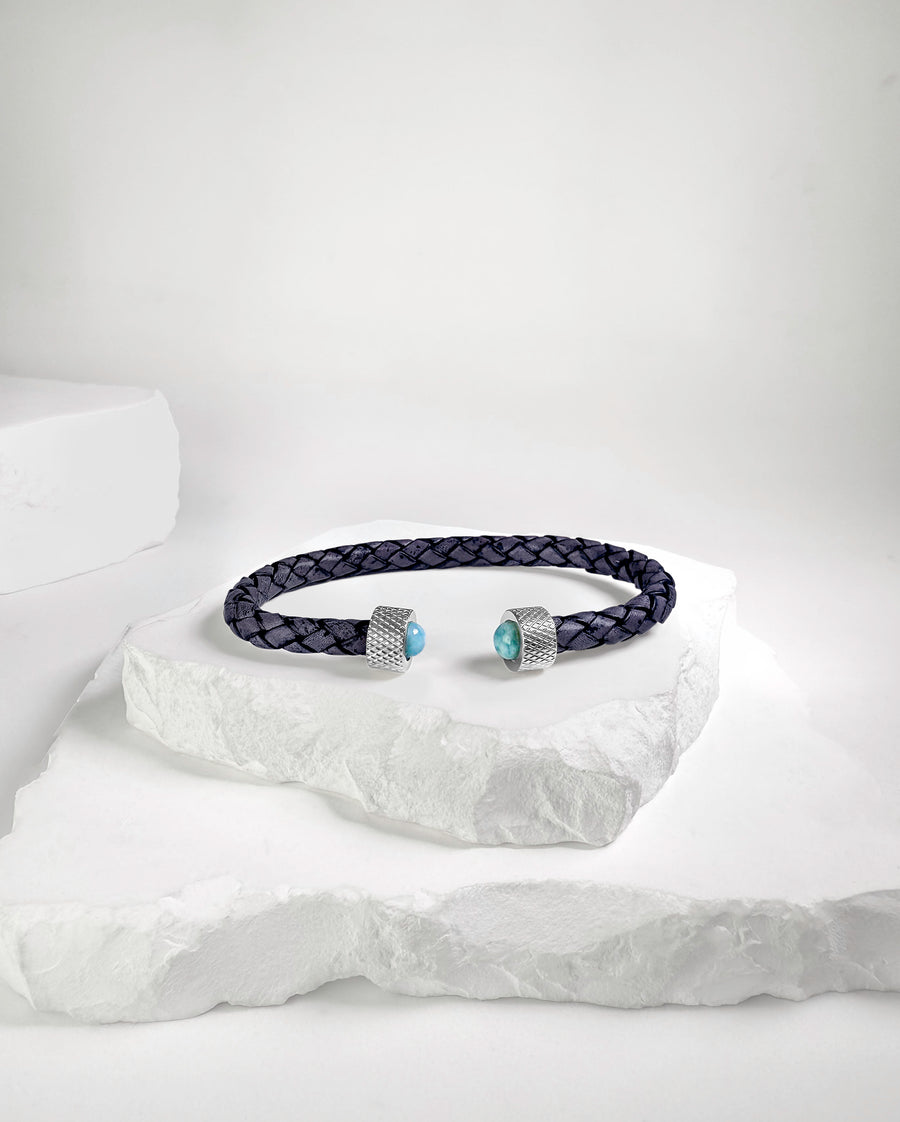 Cuff Wheel print Larimar & Silver