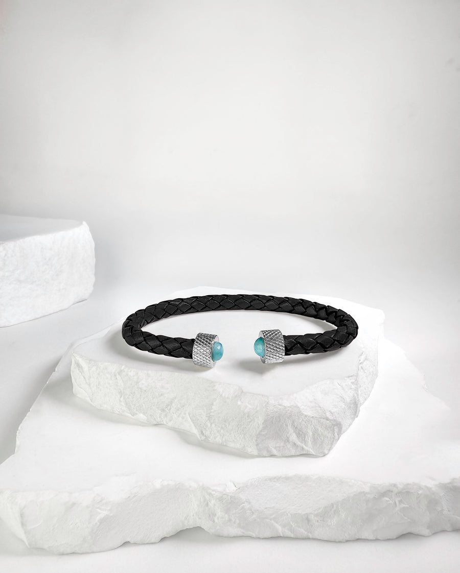 Cuff Wheel print Larimar & Silver