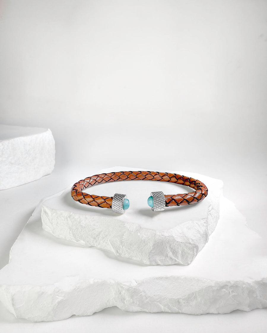 Cuff Wheel print Larimar & Silver