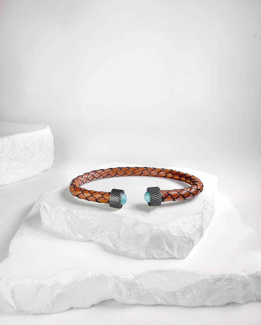 Cuff Wheel print Larimar & Black