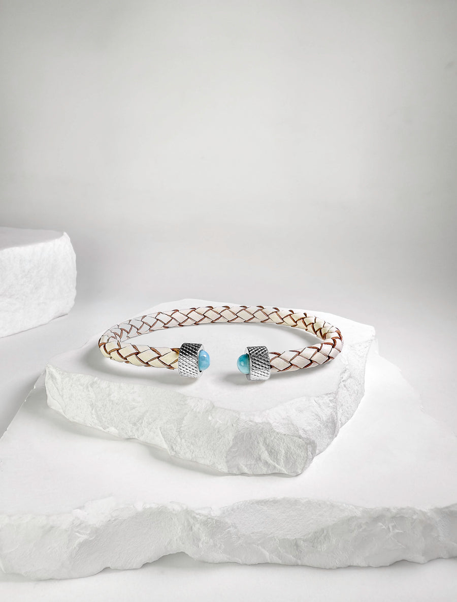 Cuff Wheel print Larimar & Silver