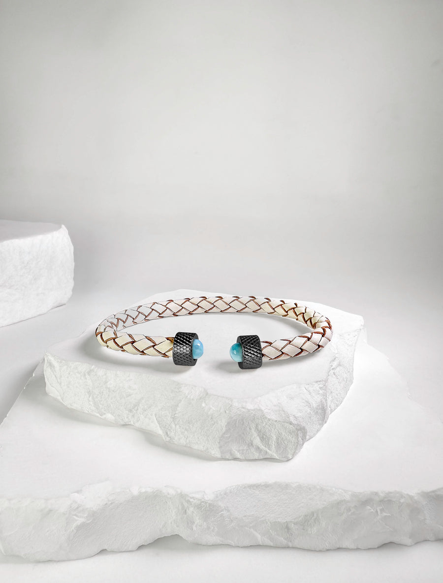 Cuff Wheel print Larimar & Black