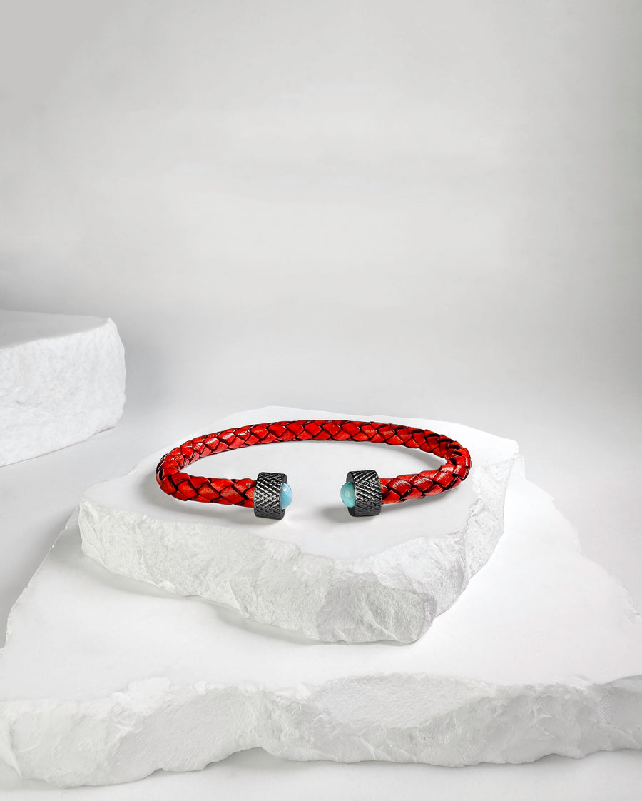 Cuff Wheel print Larimar & Black