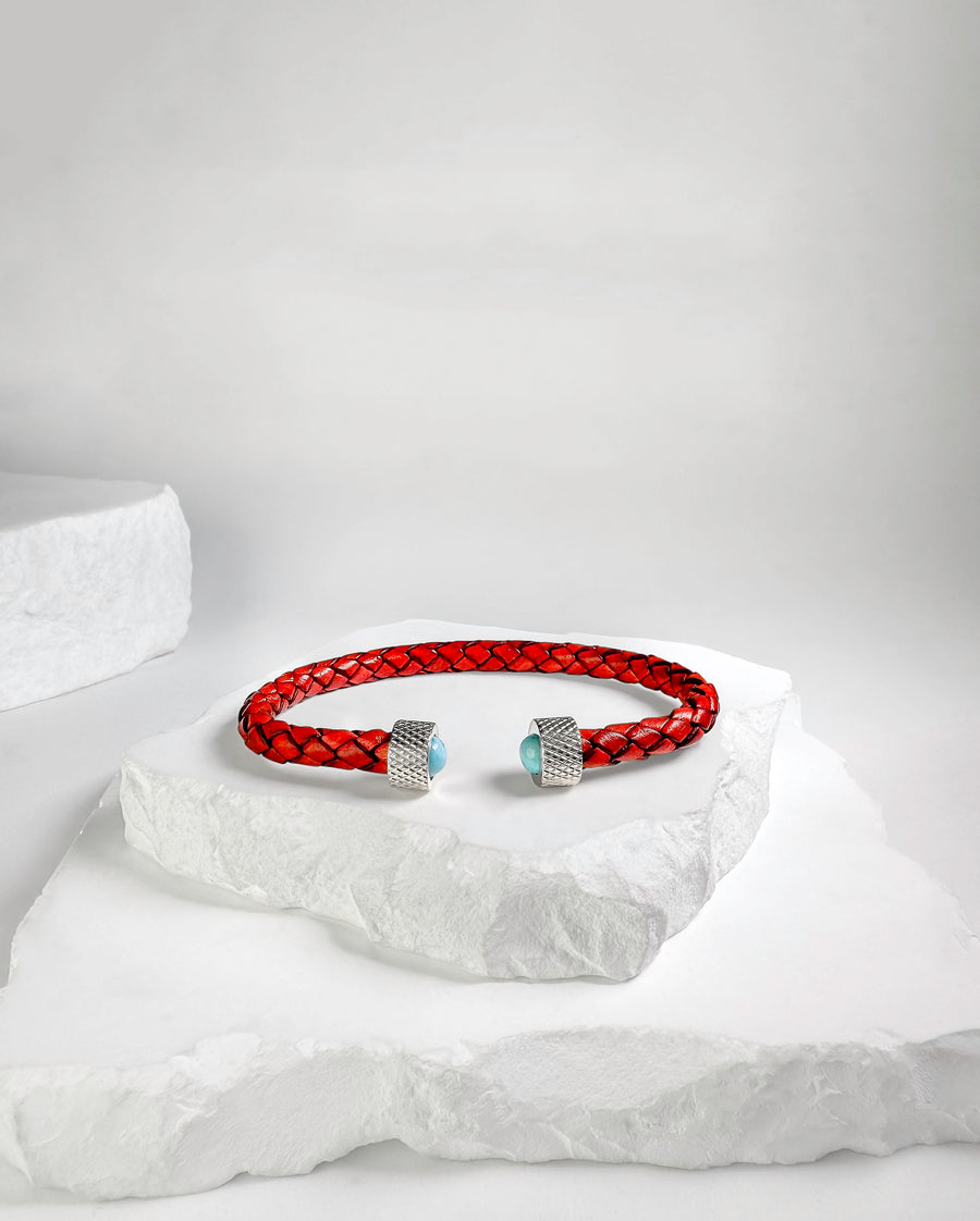 Cuff Wheel print Larimar & Silver