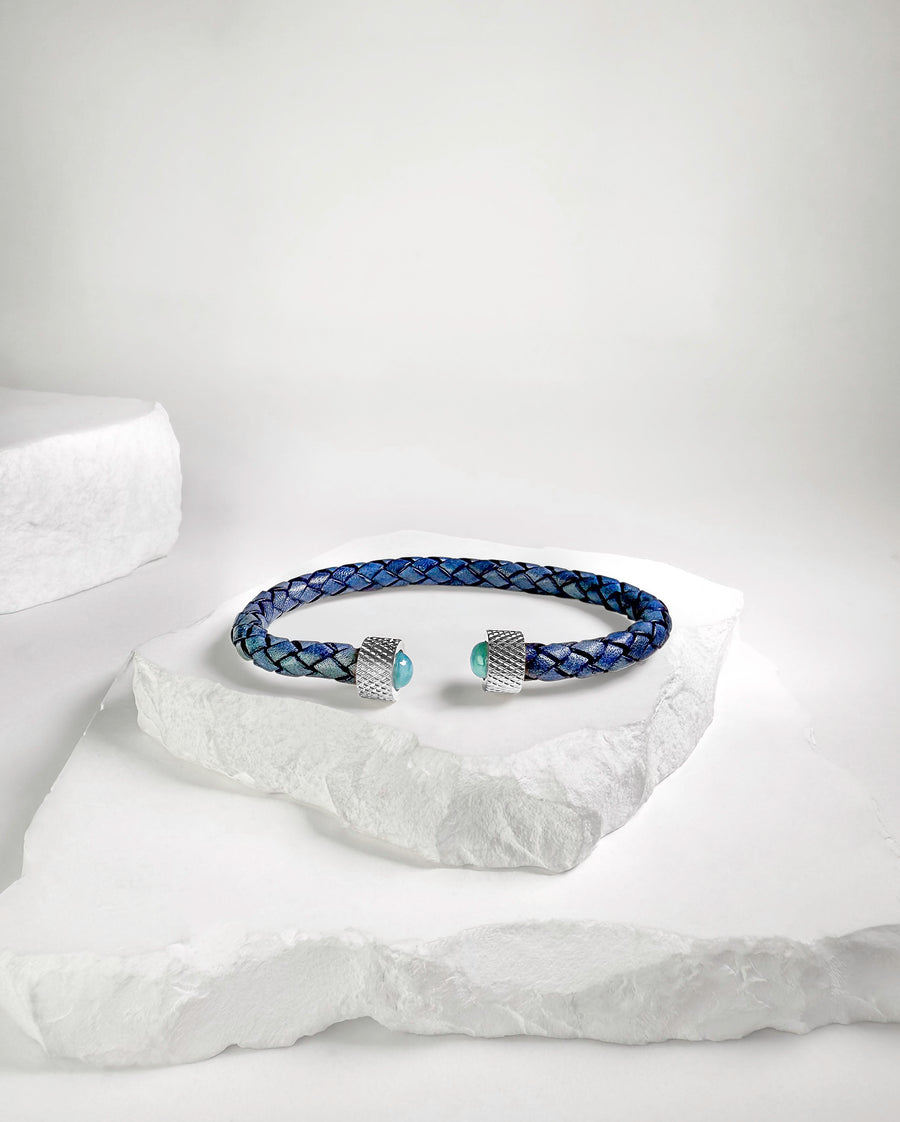 Cuff Wheel print Larimar & Silver