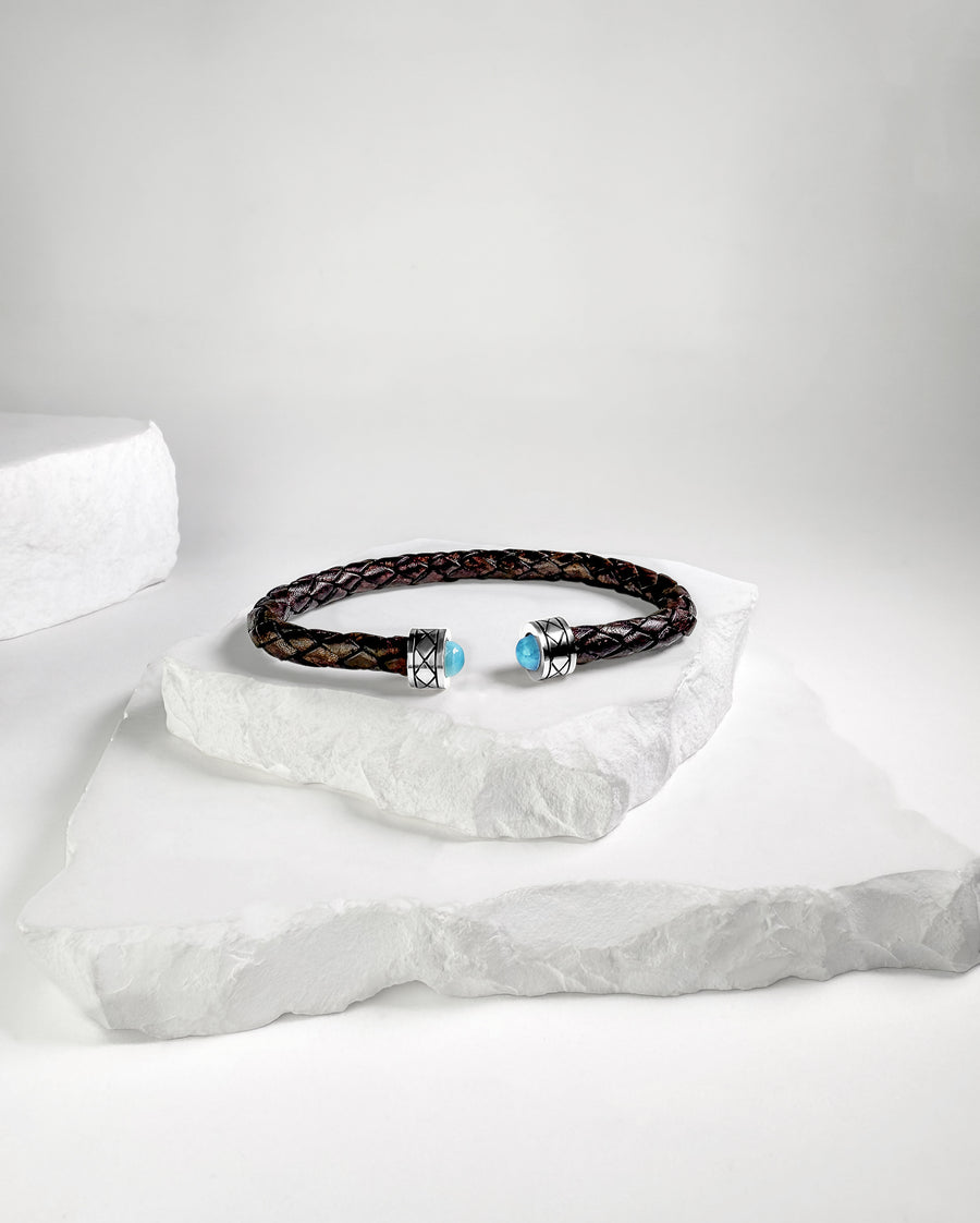 Cuff Rombo Larimar & Silver