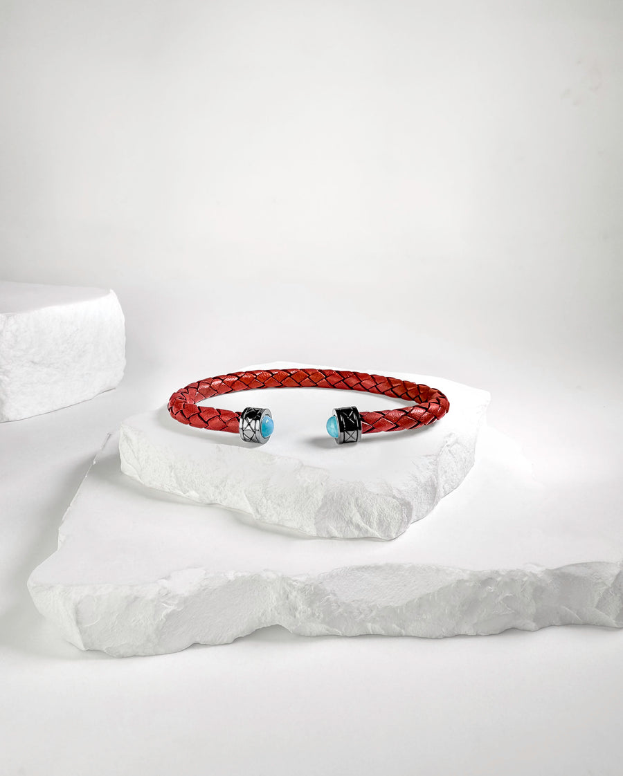 Cuff Rombo Larimar & Silver