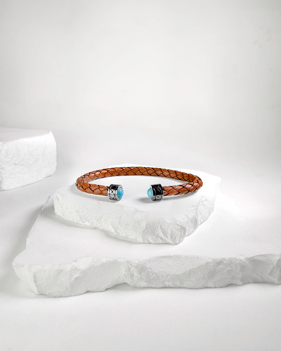 Cuff Rombo Larimar & Silver