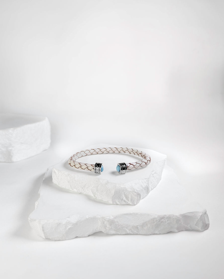 Cuff Rombo Larimar & Silver