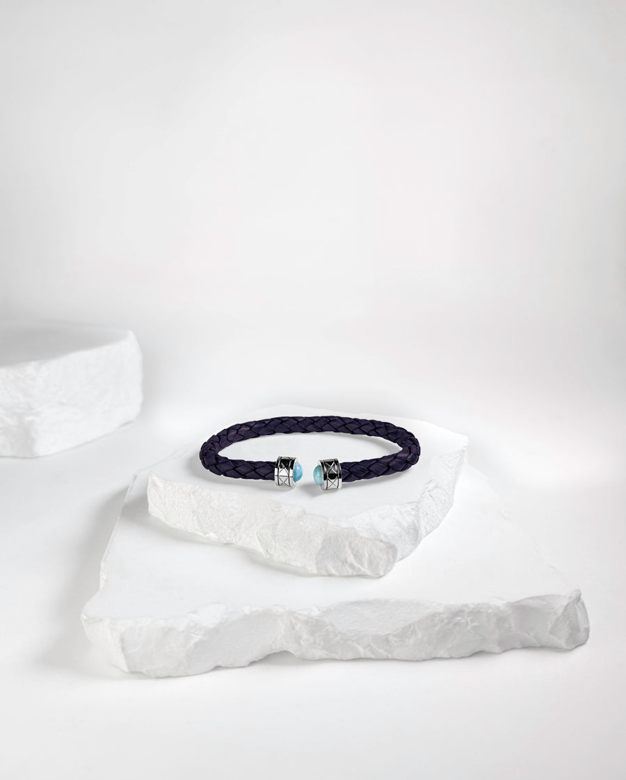Cuff Rombo Larimar & Silver