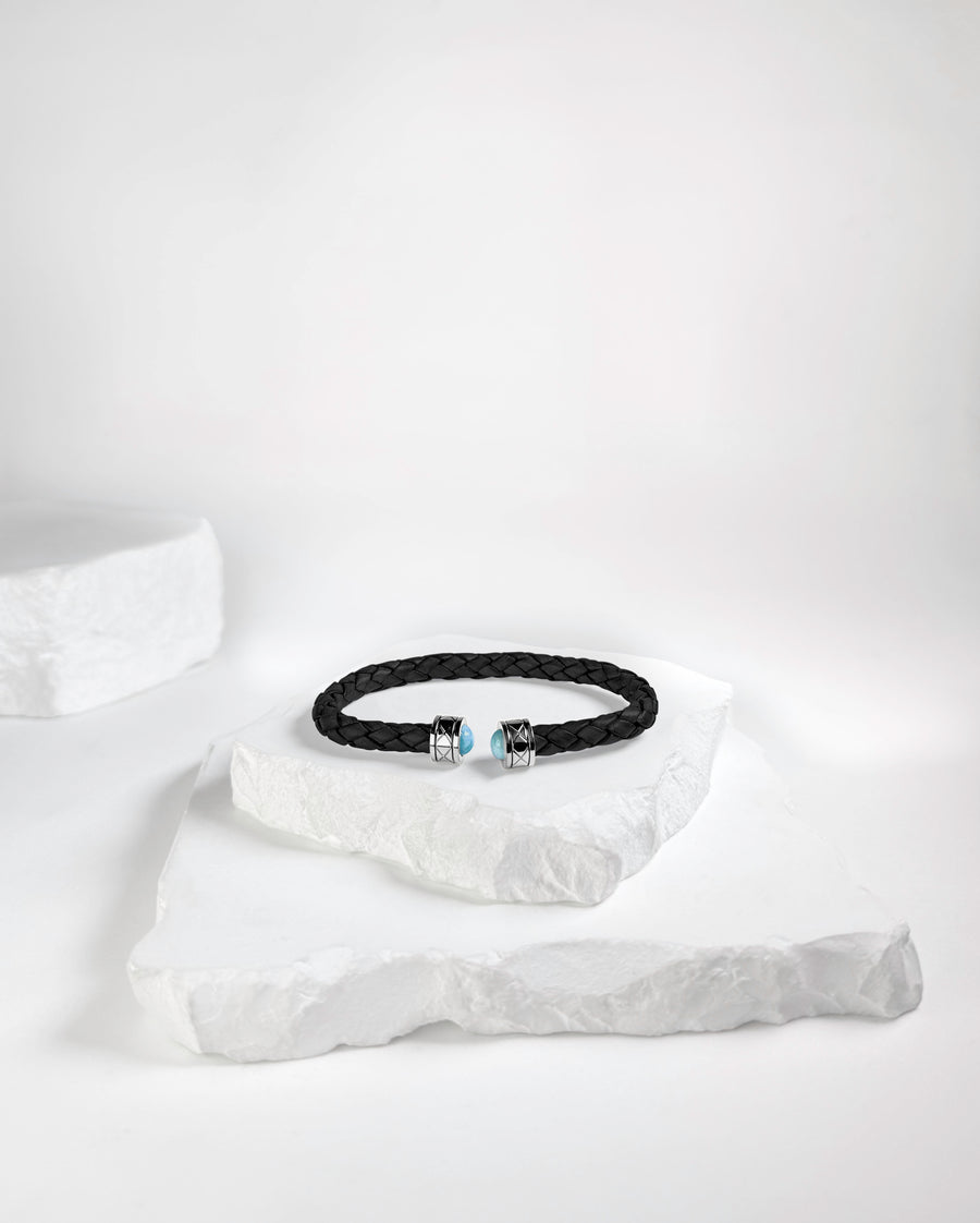 Cuff Rombo Larimar & Silver