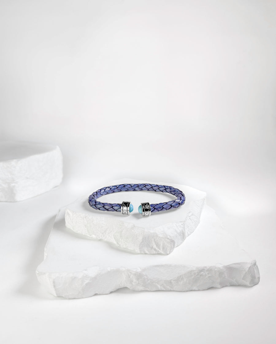 Cuff Rombo Larimar & Silver